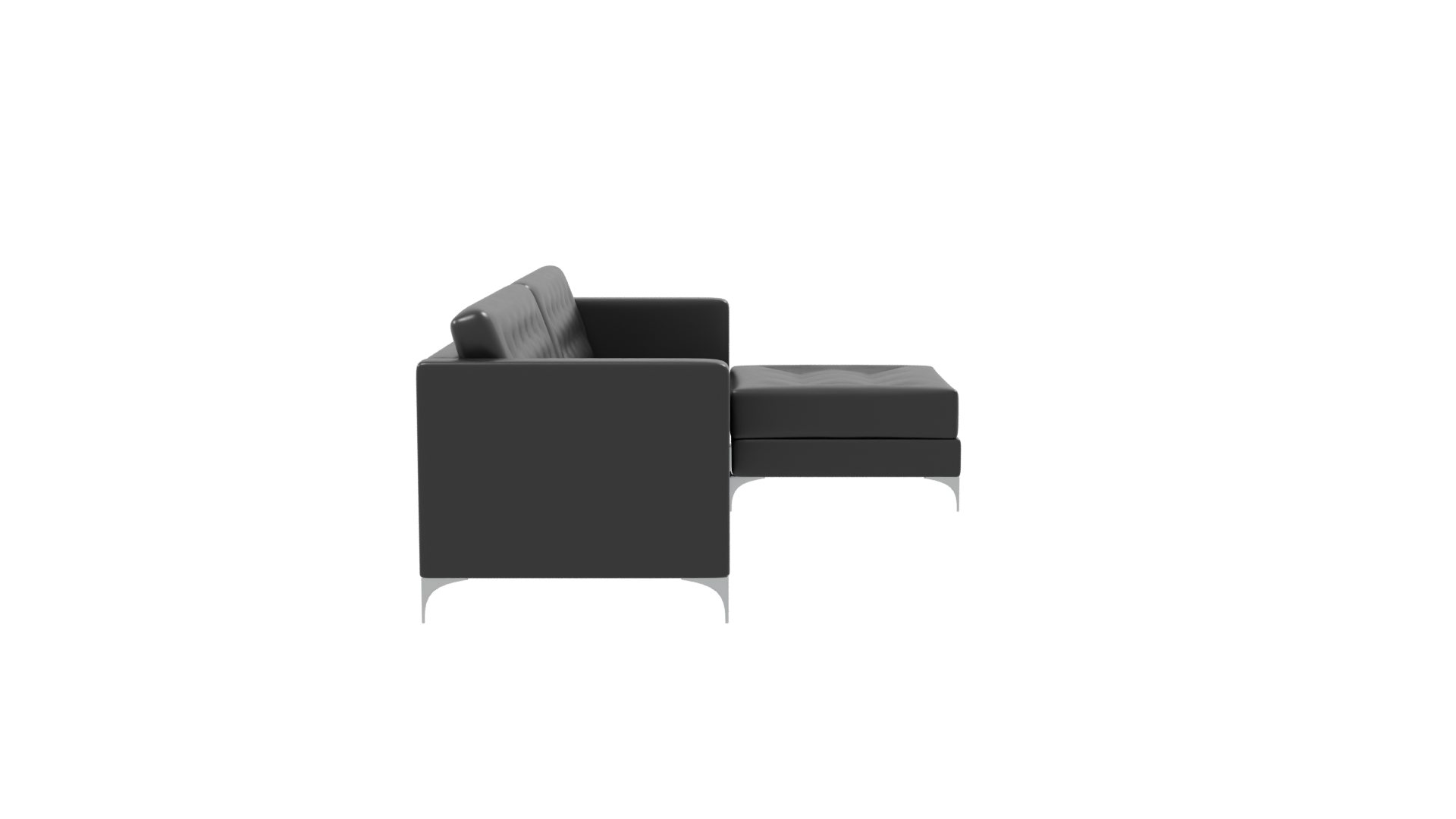 Stylish Black Leather Sofa Set - Professional 3D Model Render 8
