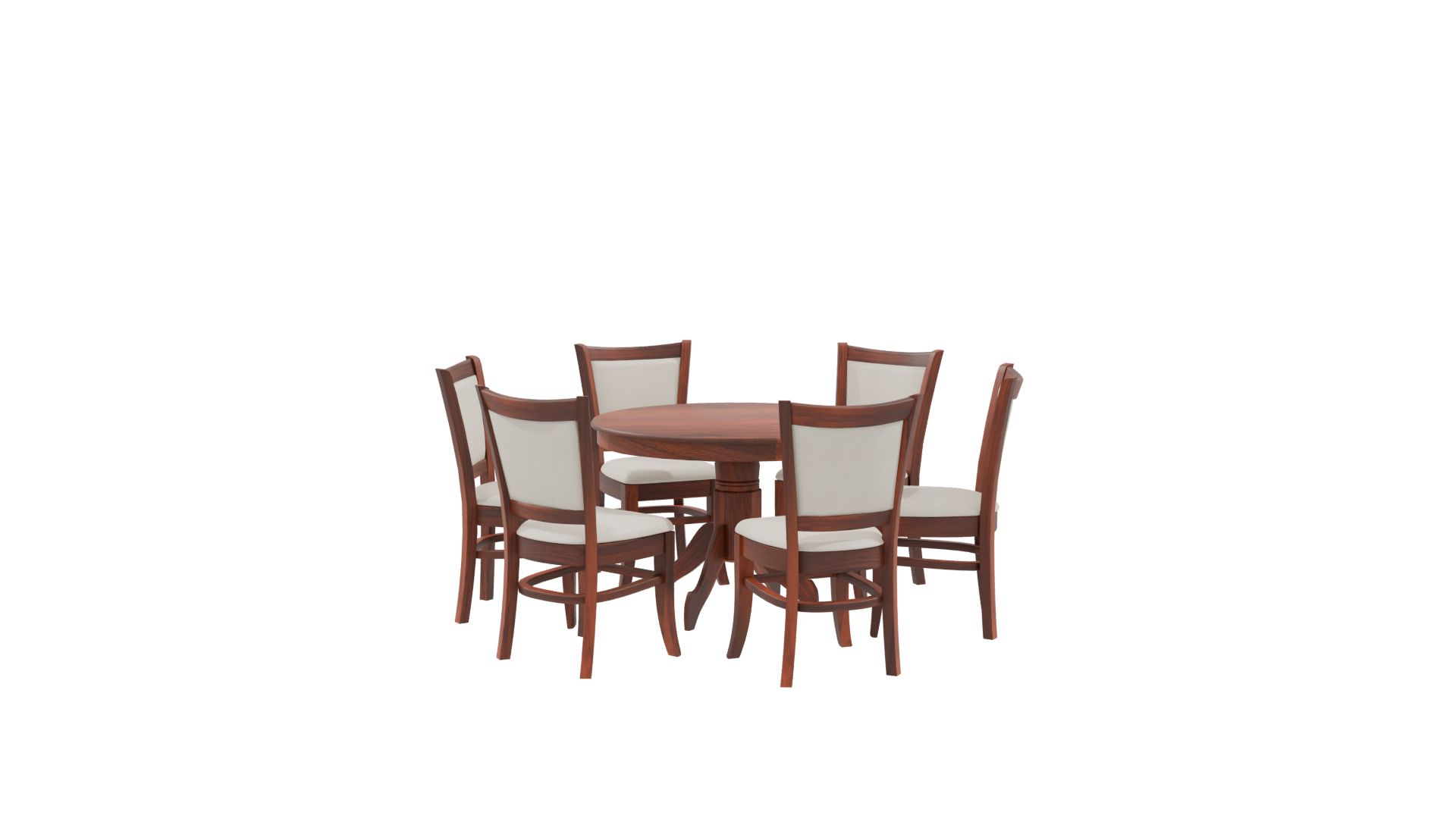 Elegant Round Wooden Dining Table with Chairs - Professional 3D Model Render 9