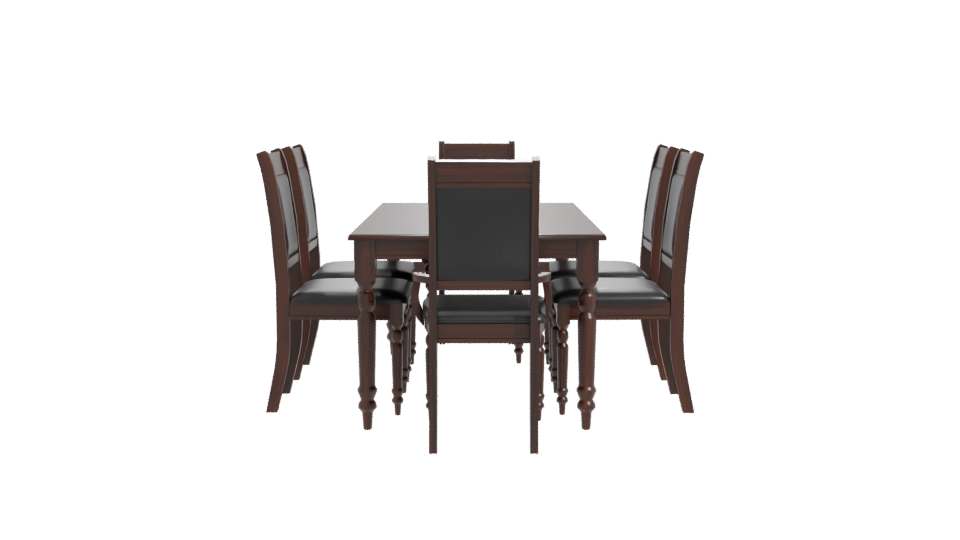 Elegant Wooden Dining Table Set 3D Model - Professional 3D Model Render 11