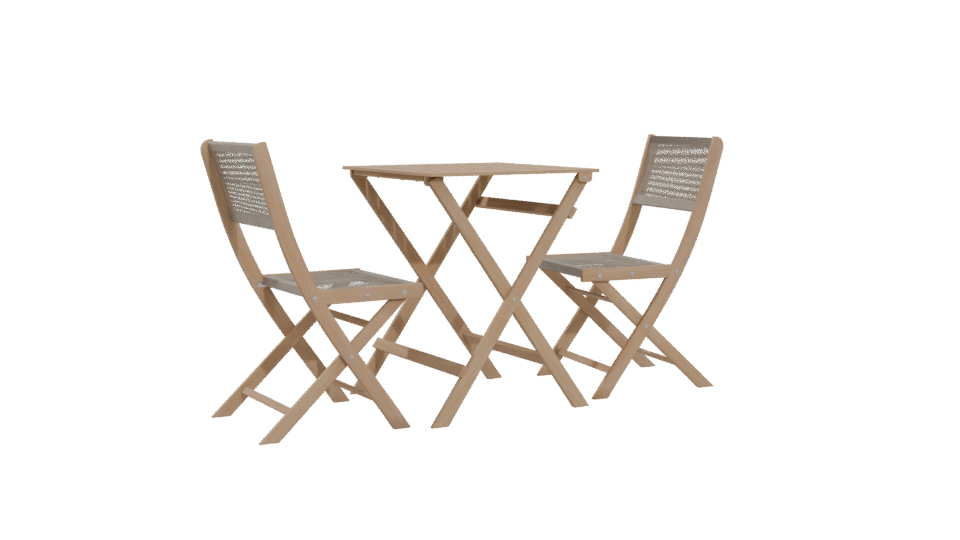 Bistro Wooden Table Set 3D - Professional 3D Model Render 4