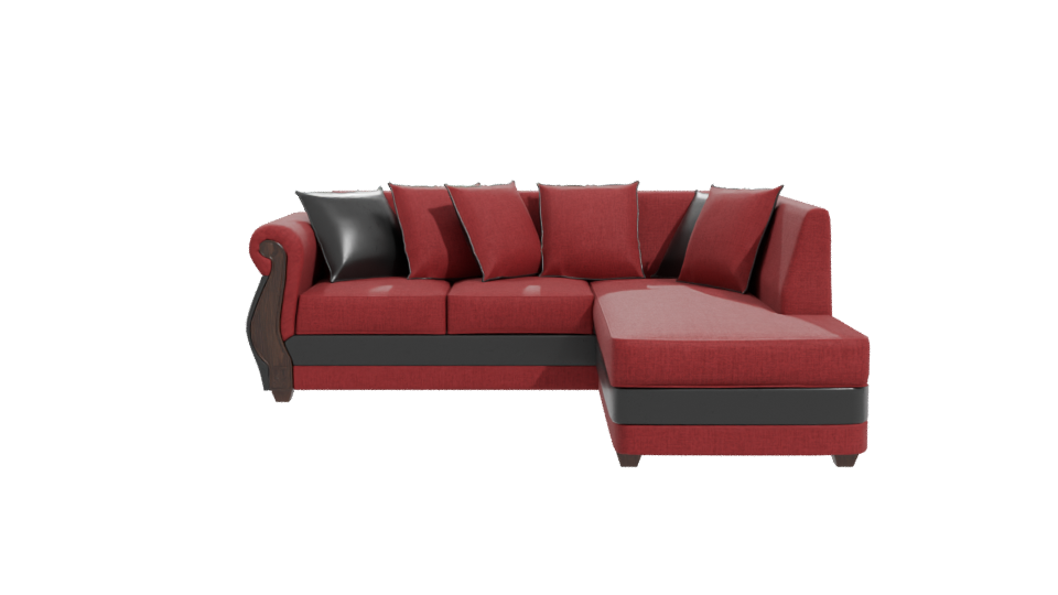 Stylish Red Fabric Sofa with Cushions 3D Model - Professional 3D Model Render 11
