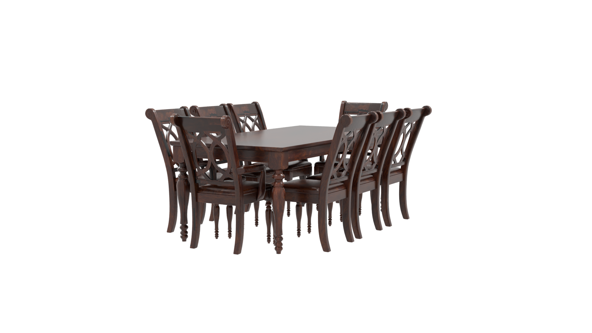 Wooden Dining Table Set 3D - Professional 3D Model Render 9