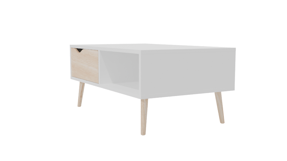 Modern White Oak Coffee Table 3D - Professional 3D Model Render 7