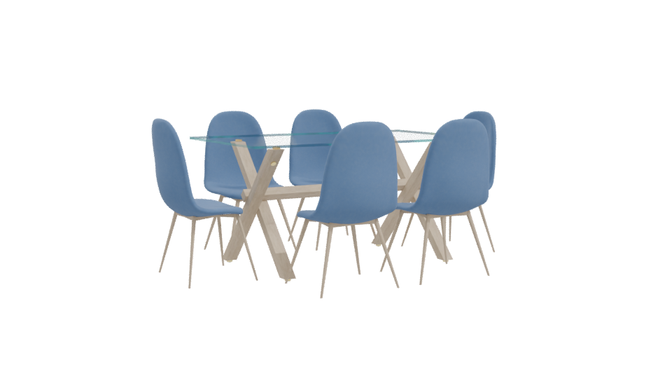 Stylish Glass Dining Table Set - Professional 3D Model Render 10