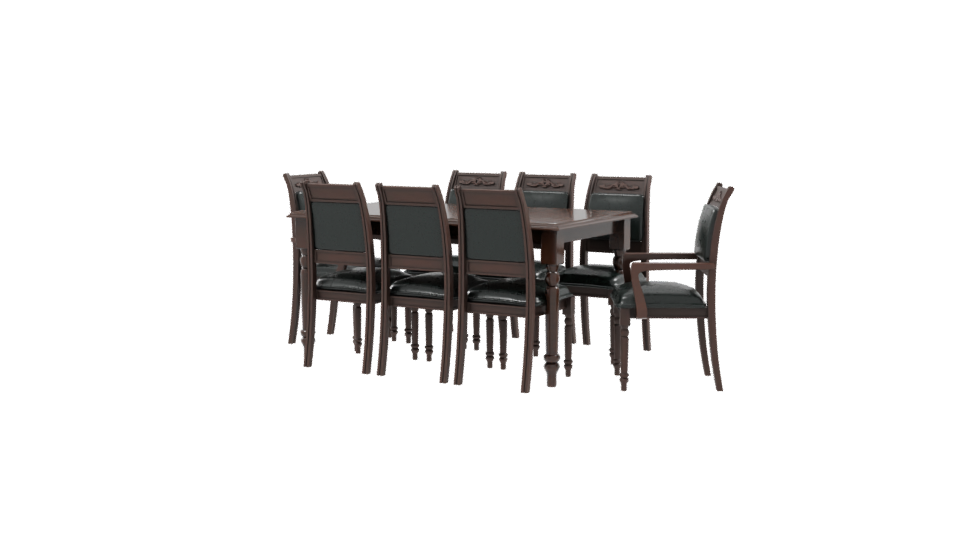 Elegant Wooden Dining Set 3D Model - Professional 3D Model Render 9