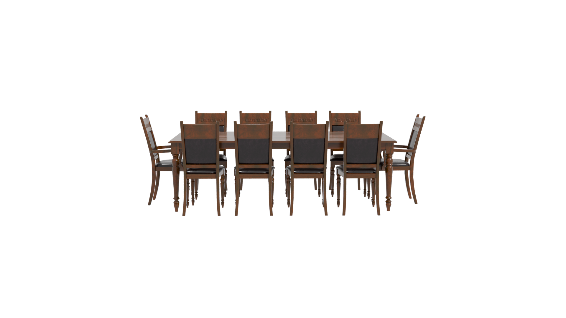 Elegant Wooden Dining Table Set - Professional 3D Model Render 11