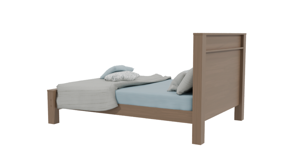 Stylish Wooden Bed 3D Model - Professional 3D Model Render 3