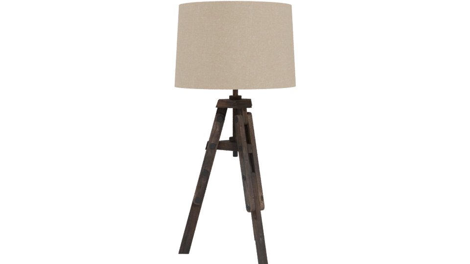 Industrial Wooden Tripod Lamp 3D - Professional 3D Model Render 4