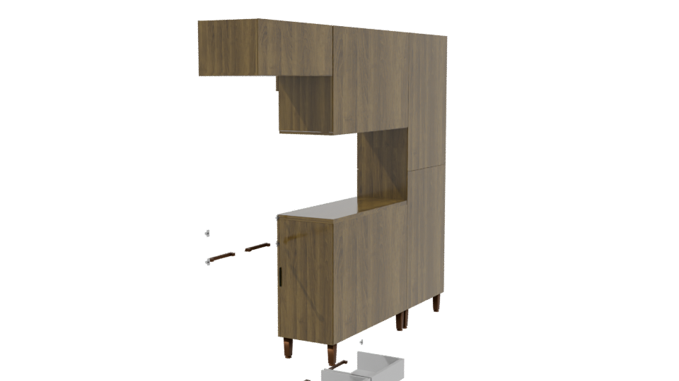 Stylish Wooden Kitchen Cabinet 3D - Professional 3D Model Render 3