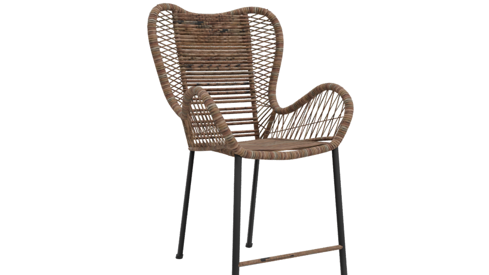 Modern Rattan Bar Chair 3D - Professional 3D Model Render 10