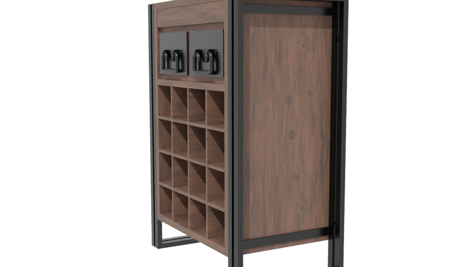Rustic Wooden Storage Unit 3D - Professional 3D Model Render 13