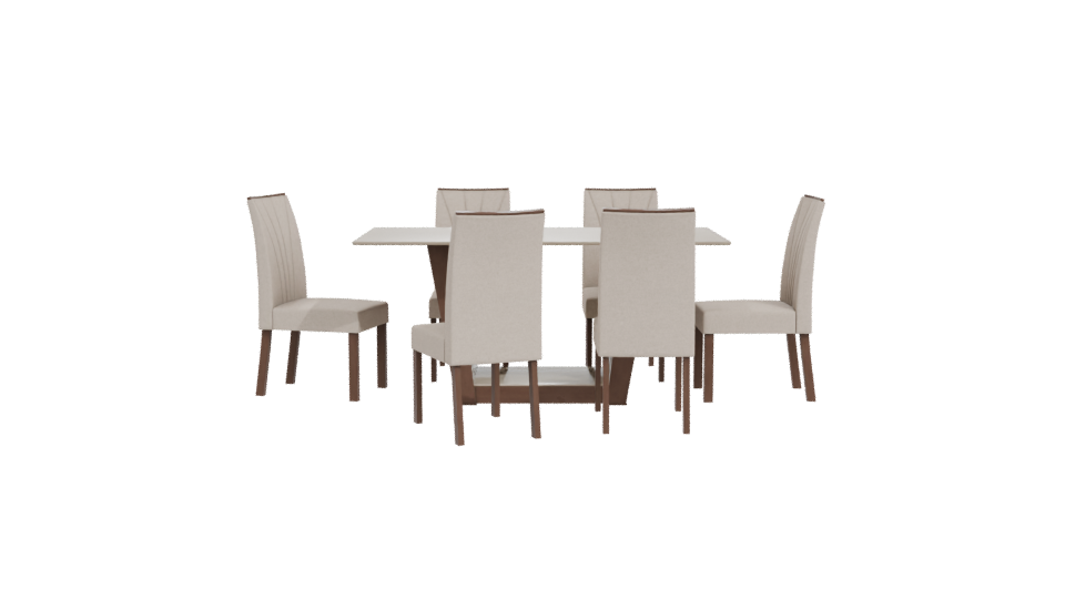 Elegant Rectangular Dining Table Set 3D Model - Professional 3D Model Render 11