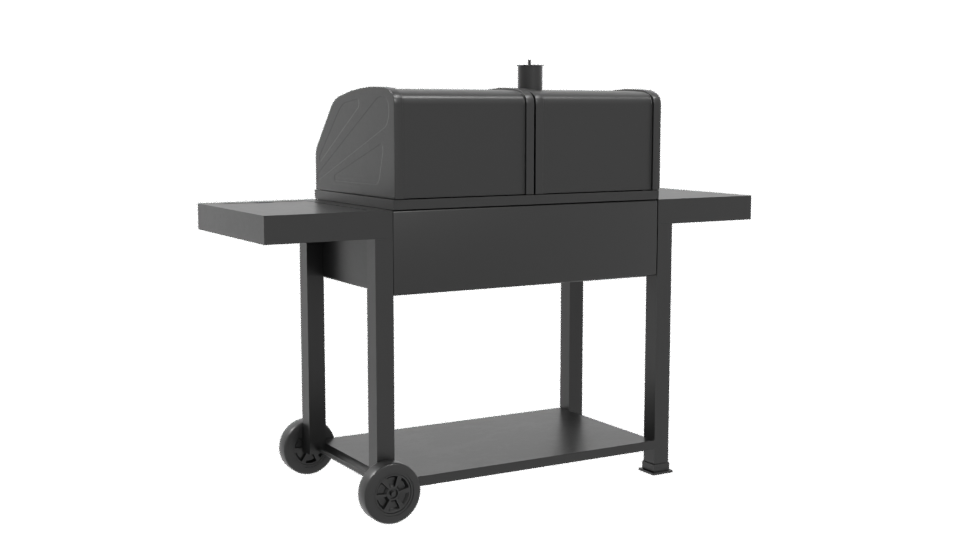 Stylish Dual Chamber BBQ Grill 3D Model - Professional 3D Model Render 4