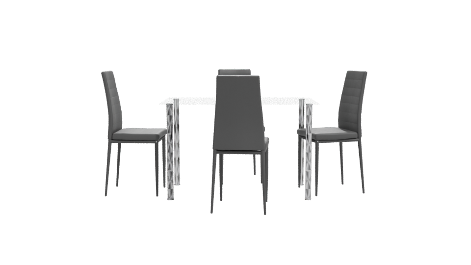 Contemporary Glass Dining Table Set 3D Model - Professional 3D Model Render 11