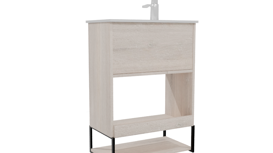 Contemporary Wooden Bathroom Vanity 3D Model - Professional 3D Model Render 4