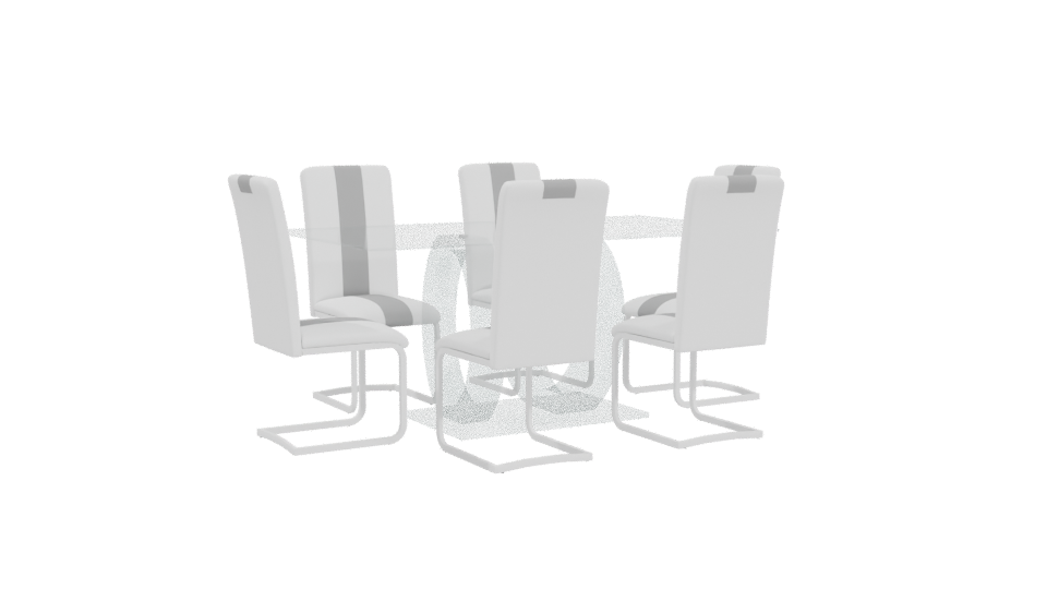 Contemporary Glass Dining Table Set - Professional 3D Model Render 4