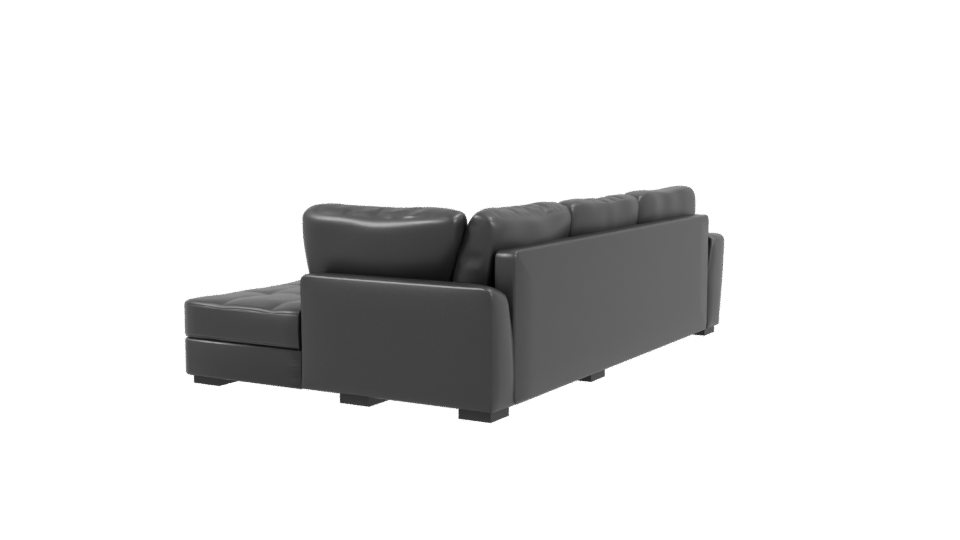 Contemporary Black Leather Sectional Sofa 3D Model - Professional 3D Model Render 3
