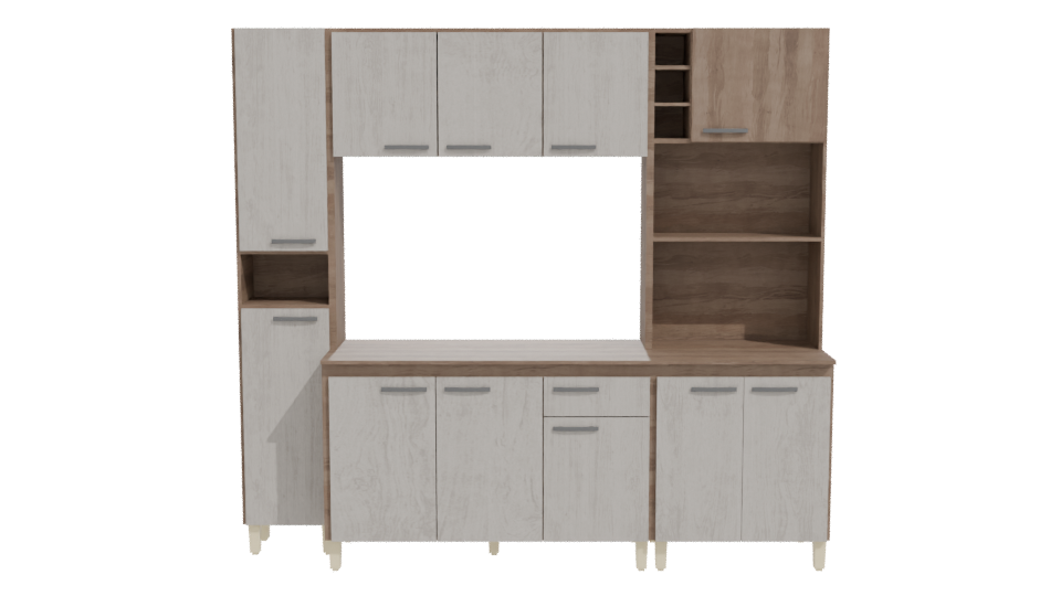 Stylish Modern Kitchen Cabinet Set - Professional 3D Model Render 11