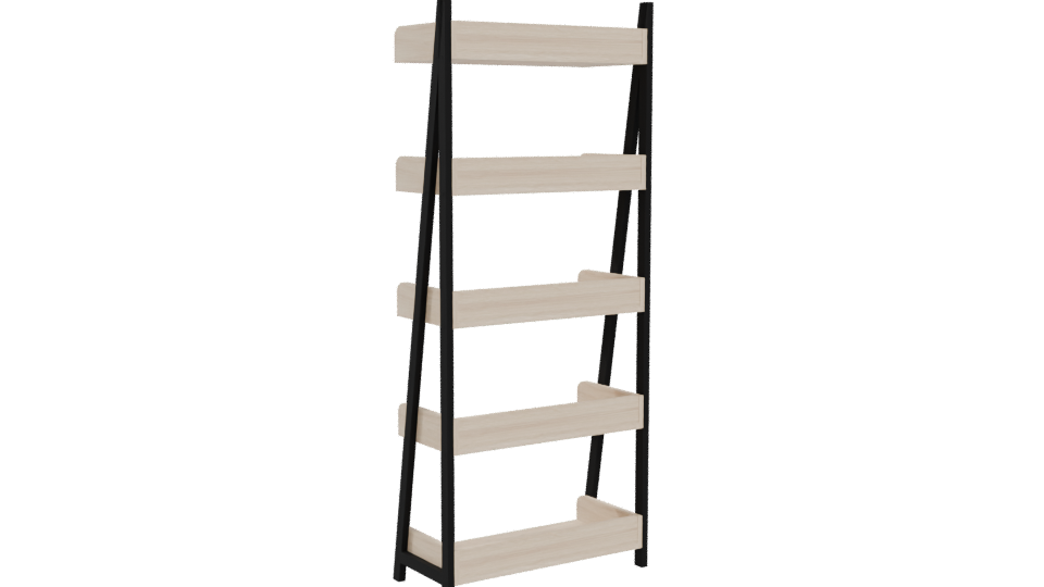 Minimalist Wooden Bookshelf Model - Professional 3D Model Render 4