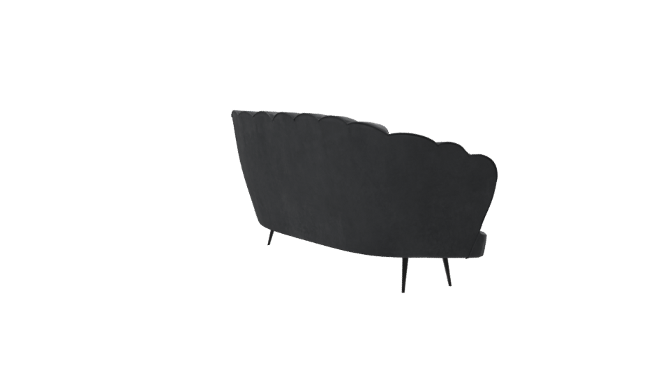 Chic Black Velvet Sofa Model - Professional 3D Model Render 7