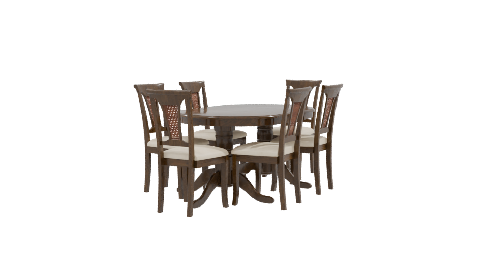 Elegant Wooden Dining Table Set 3D Model - Professional 3D Model Render 9