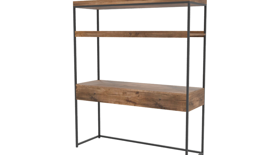Stylish Industrial Wooden Display Shelf 3D Model - Professional 3D Model Render 12