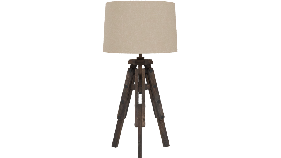 Industrial Wooden Tripod Lamp 3D - Professional 3D Model Render 5