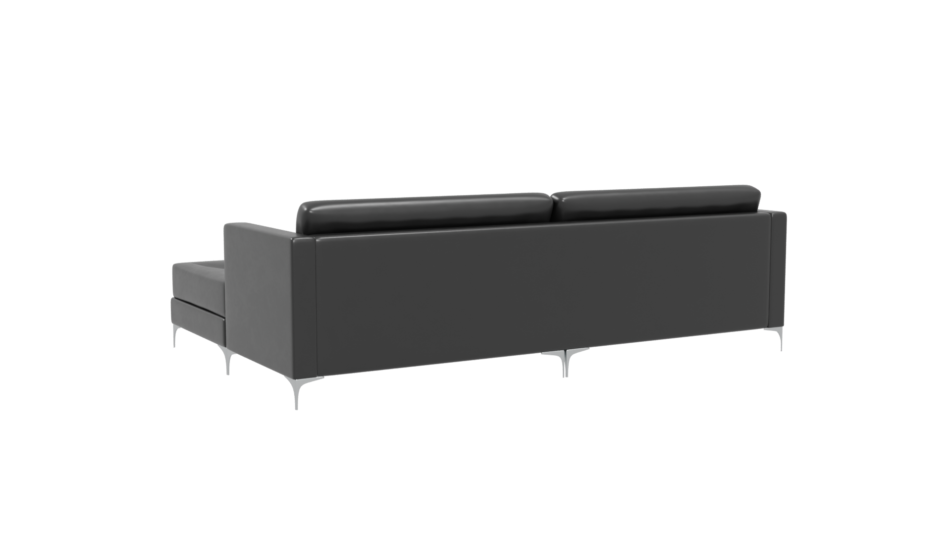 Stylish Black Leather Sofa Set - Professional 3D Model Render 4