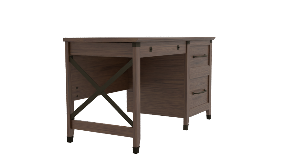 Elegant Wooden Office Desk 3D - Professional 3D Model Render 9