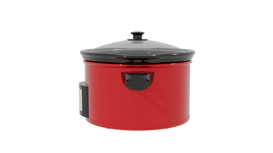 Sleek Red Electric Slow Cooker 3D Model - Professional 3D Model Render 2