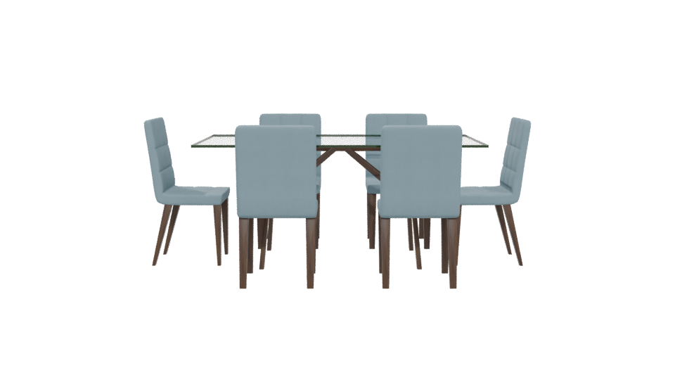 Stylish Glass Dining Table Set - Professional 3D Model Render 5