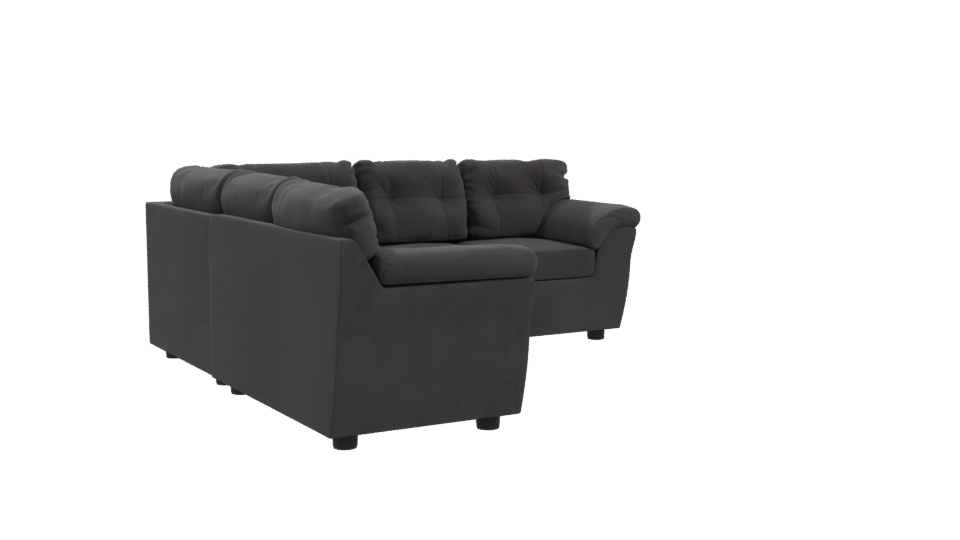 Contemporary Black Leather Sectional Sofa 3D Model - Professional 3D Model Render 10
