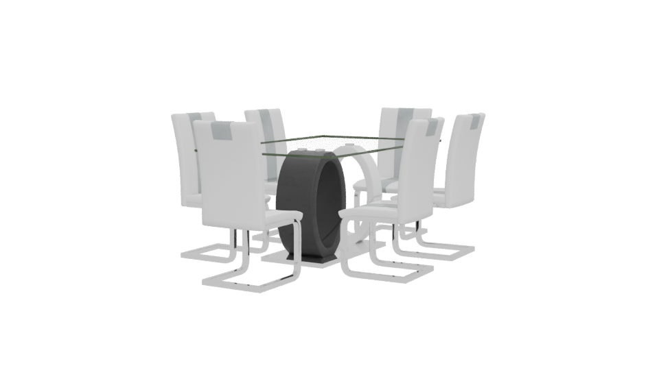Stylish Glass Dining Table Set - Professional 3D Model Render 12