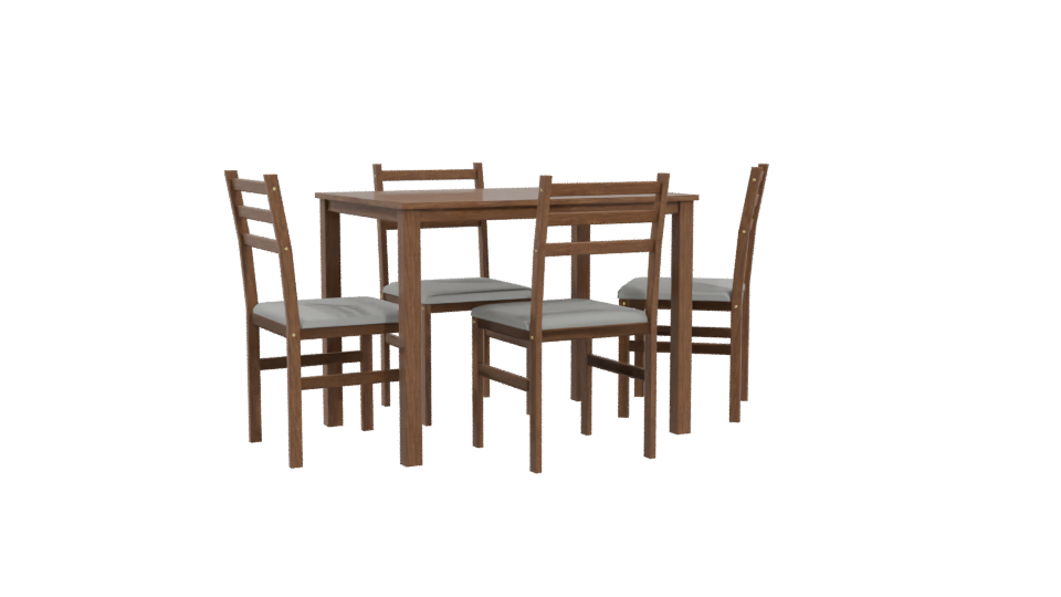 Stylish Wooden Dining Table Set with Chairs 3D Model - Professional 3D Model Render 4