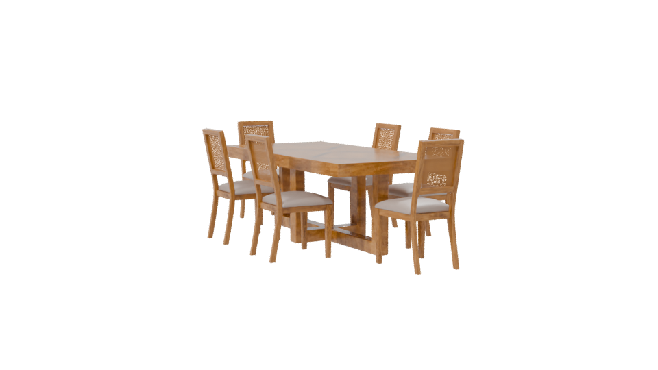 Stylish Wooden Dining Set 3D - Professional 3D Model Render 7