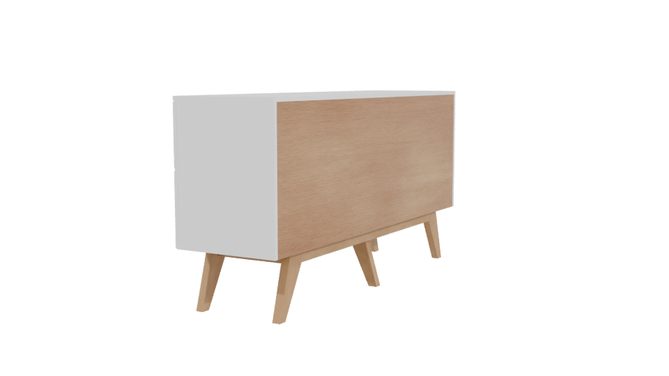 Contemporary White Wooden Cabinet 3D - Professional 3D Model Render 3