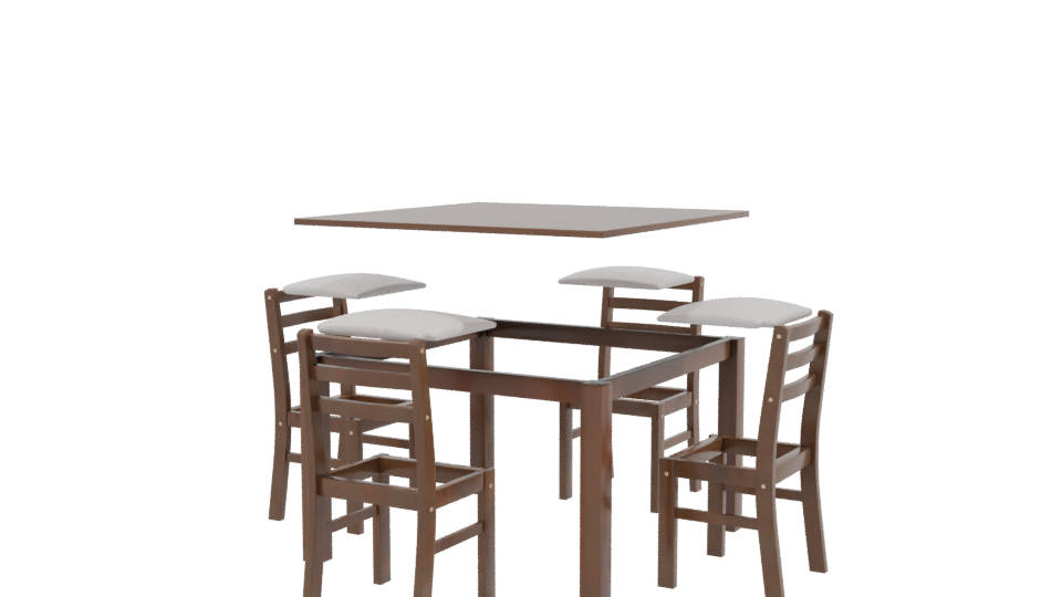 Elegant Wooden Dining Table Set - Professional 3D Model Render 9