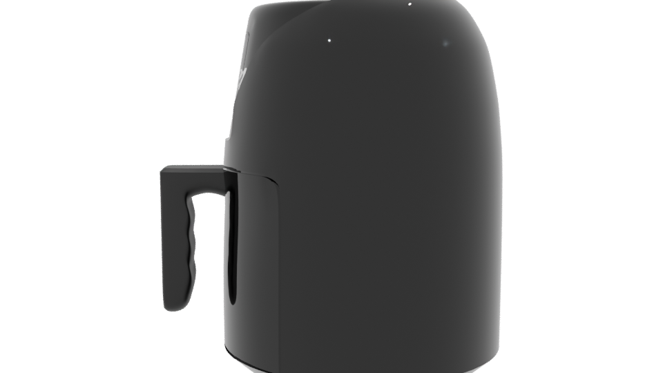 Sleek Black Air Fryer Model - Professional 3D Model Render 2