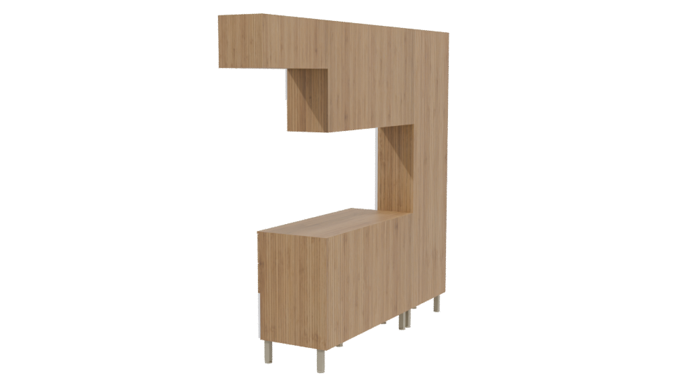 Contemporary Wooden Cabinet Set 3D - Professional 3D Model Render 3