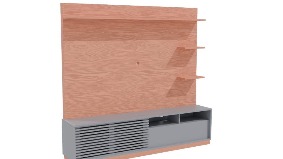 Stylish Wooden Wall Unit 3D - Professional 3D Model Render 10