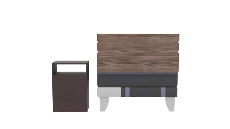 Minimalist Bed and Nightstand Set - Professional 3D Model Render 5