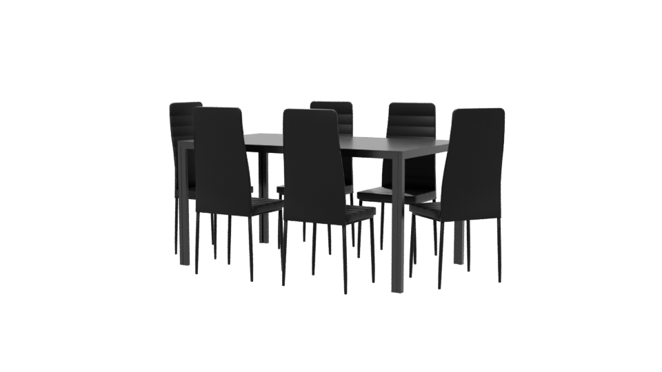 Sleek Modern Dining Table with Chairs 3D Model - Professional 3D Model Render 6