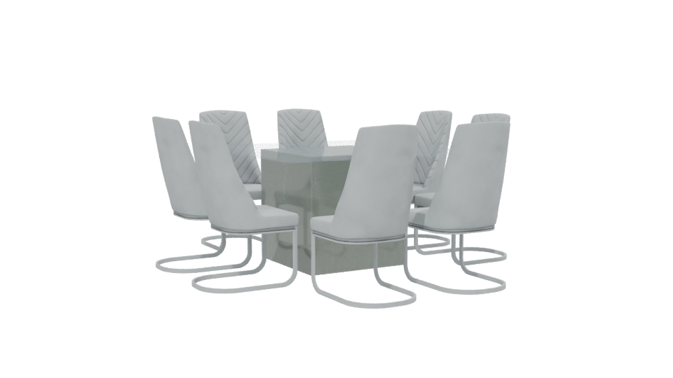 Elegant Glass Dining Table Set 3D - Professional 3D Model Render 13