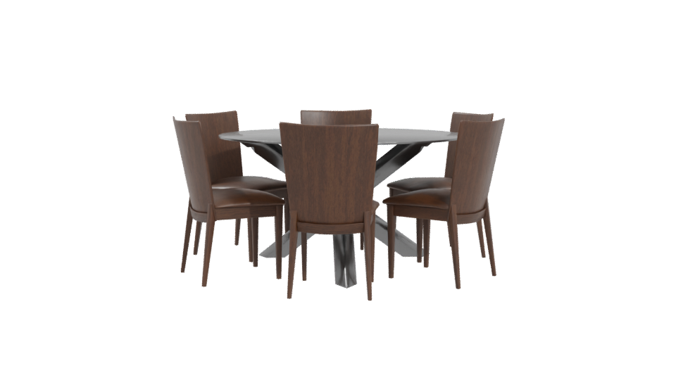 Elegant Glass Dining Table Set 3D - Professional 3D Model Render 4