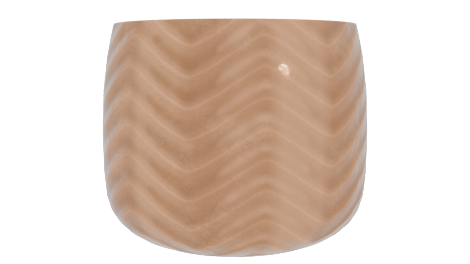 Glossy Chevron Patterned Ceramic Planter 3D Model - Professional 3D Model Render 3