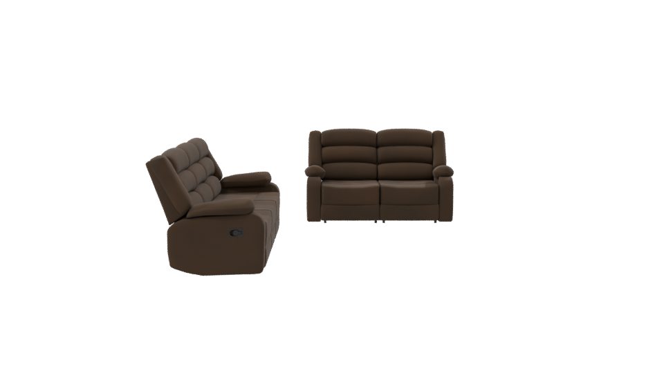 Elegant Brown Reclining Sofa Set 3D Model - Professional 3D Model Render 8