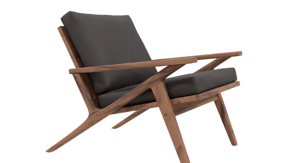 Stylish Wooden Lounge Chair 3D - Professional 3D Model Render 3
