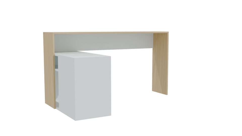 Minimalist Desk with Storage Unit - Professional 3D Model Render 10