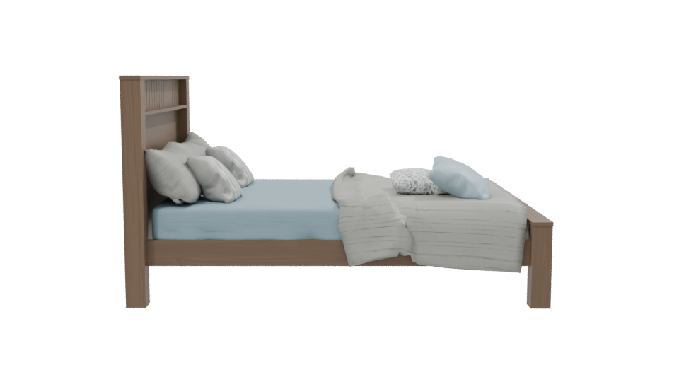 Stylish Wooden Bed 3D Model - Professional 3D Model Render 8