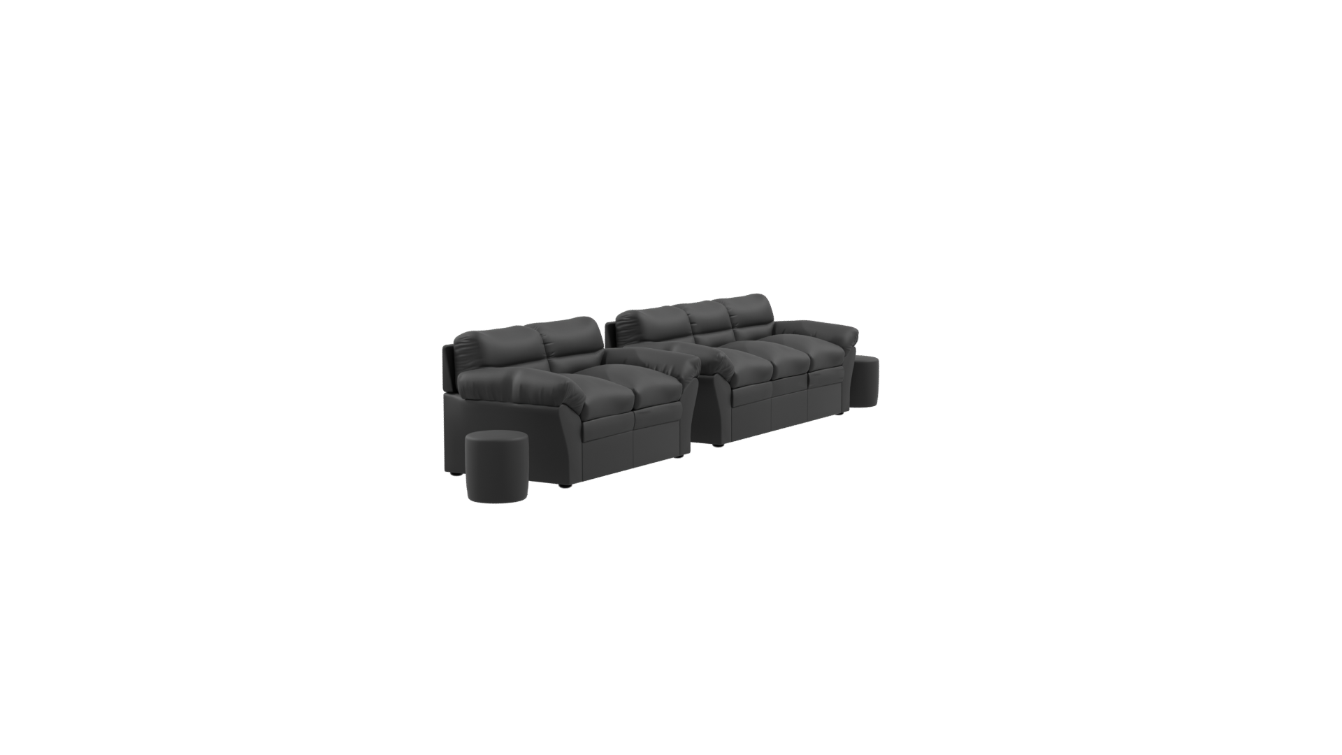 Contemporary Black Sofa Set - Professional 3D Model Render 9